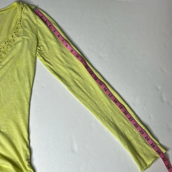 WE THE FREE PEOPLE Lou Legacy Henley Top‎ M Crochet Lace Highlighter Yellow Y2K - Picture 14 of 17